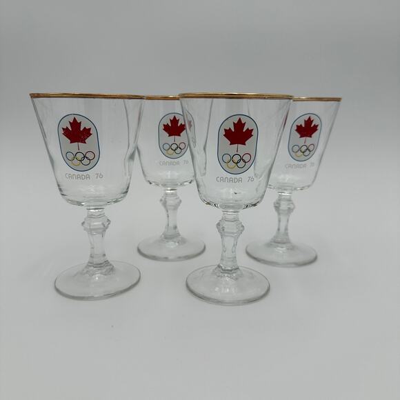 Vintage Olympic Canada 1976 Stemware Wine Glasses Set of 4 - Picture 4 of 5